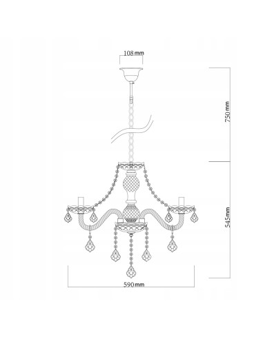 Luksusowy Żyrandol Cristallo z Kryształkami, Regulowana Wysokość, Idealny do Sypialni, Salonu i Jadalni