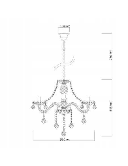 Luksusowy Żyrandol Cristallo z Kryształkami, Regulowana Wysokość, Idealny do Sypialni, Salonu i Jadalni