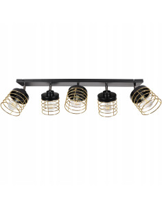Lampa wisząca RASTI 5-punktowa E27 w stylu loftowym z regulacją i złotymi akcentami, idealna do każdego wnętrza
