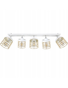 Lampa wisząca RASTI 5-punktowa E27 w stylu loftowym z regulacją i złotymi akcentami, idealna do każdego wnętrza 2