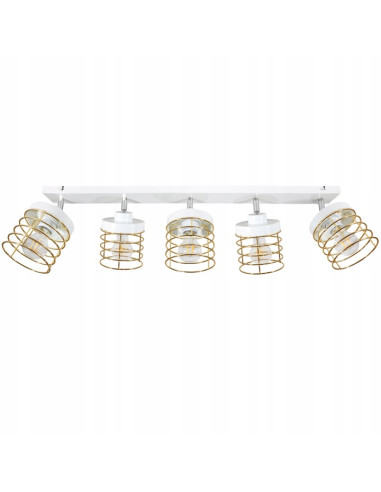 Lampa wisząca RASTI 5-punktowa E27 w stylu loftowym z regulacją i złotymi akcentami, idealna do każdego wnętrza