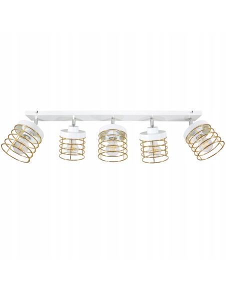 Lampa wisząca RASTI 5-punktowa E27 w stylu loftowym z regulacją i złotymi akcentami, idealna do każdego wnętrza