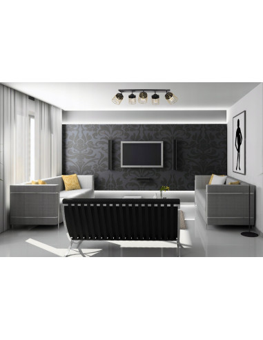 Lampa wisząca RASTI 5-punktowa E27 w stylu loftowym z regulacją i złotymi akcentami, idealna do każdego wnętrza