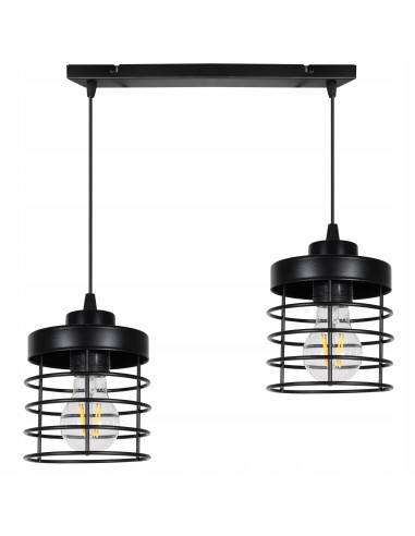 Lampa wisząca loftowa RASTI E27, industrialny design, regulowana wysokość, czarna/biała - idealna do kuchni i salonu