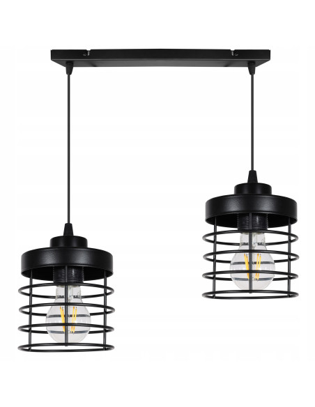 Lampa wisząca loftowa RASTI E27, industrialny design, regulowana wysokość, czarna/biała - idealna do kuchni i salonu