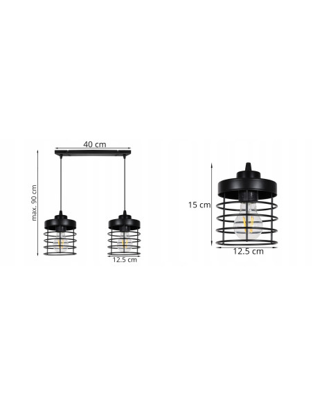 Lampa wisząca loftowa RASTI E27, industrialny design, regulowana wysokość, czarna/biała - idealna do kuchni i salonu