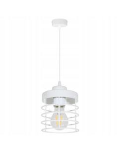 Lampa wisząca RASTI - minimalistyczne oświetlenie industrialne w białej i czarnej metalowej klatce do jadalni i salonu 2