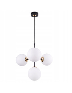 Lampa wisząca Imperia glamour z 4 kloszami E14 - czarna i złota, doskonała do kuchni i jadalni, nowoczesny design. 2