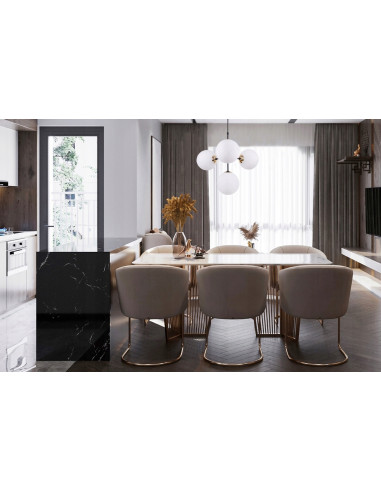 Lampa wisząca Imperia glamour z 4 kloszami E14 - czarna i złota, doskonała do kuchni i jadalni, nowoczesny design.