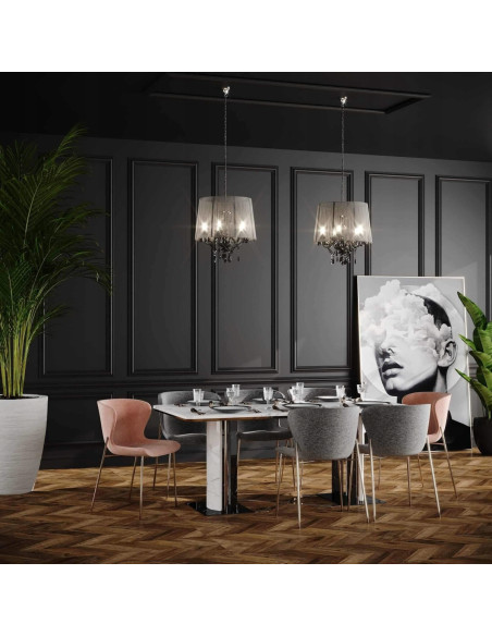 Lampa sufitowa Mona Black – luksusowe oświetlenie glamour z kryształowymi zdobieniami, idealne do nowoczesnych wnętrz.