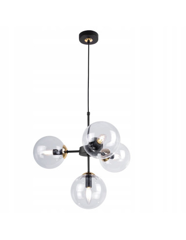 Lampa wisząca IMPERIA 4-punktowa w eleganckim czerni i złocie – idealny akcent do Twojego wnętrza.