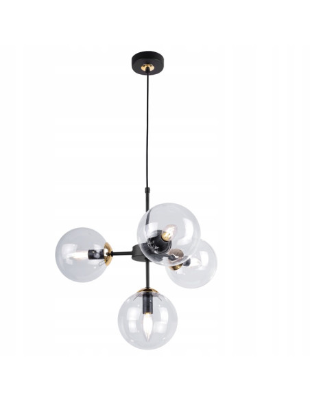 Lampa wisząca IMPERIA 4-punktowa w eleganckim czerni i złocie – idealny akcent do Twojego wnętrza.