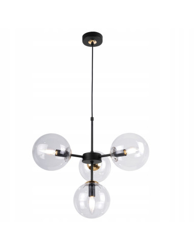 Lampa wisząca IMPERIA 4-punktowa w eleganckim czerni i złocie – idealny akcent do Twojego wnętrza.