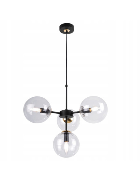 Lampa wisząca IMPERIA 4-punktowa w eleganckim czerni i złocie – idealny akcent do Twojego wnętrza.