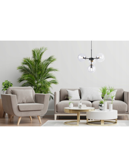 Lampa wisząca IMPERIA 4-punktowa w eleganckim czerni i złocie – idealny akcent do Twojego wnętrza.