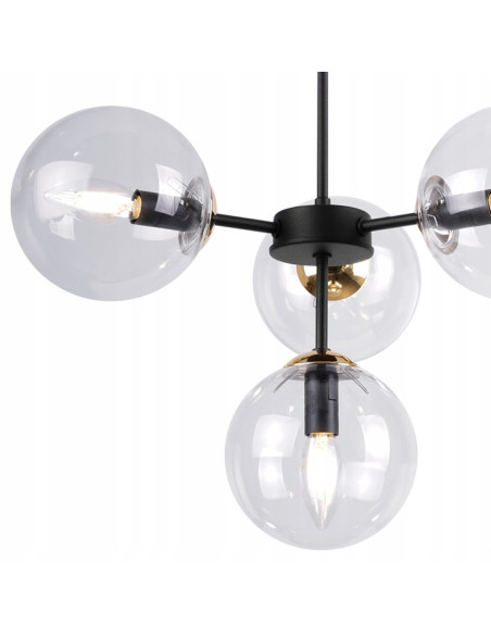 Lampa wisząca IMPERIA 4-punktowa w eleganckim czerni i złocie – idealny akcent do Twojego wnętrza.