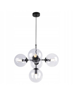 Lampa kulista IMPERIA E14 z czarnym wykończeniem, regulowana wysokość, elegancka i nowoczesna dekoracja wnętrz.