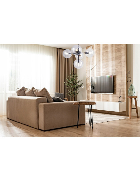 Lampa wisząca IMPERIA z mosiężnymi detalami - elegancka, czarna, 5-punktowa do salonu i sypialni