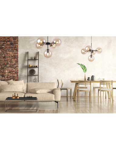 Elegancka lampa wisząca IMPERIA w ciepłych odcieniach szkła - nowoczesny dodatek do jadalni i salonu