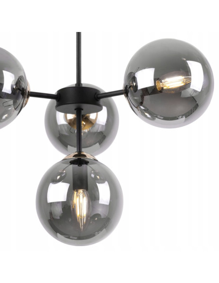 Lampa wisząca IMPERIA – elegancka konstrukcja metalowa z szklanymi kloszami do nowoczesnych wnętrz