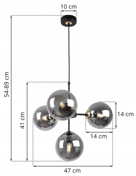 Lampa wisząca IMPERIA – elegancka konstrukcja metalowa z szklanymi kloszami do nowoczesnych wnętrz
