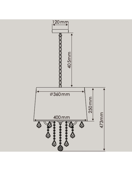 Lampa wisząca Mona w stylu glamour z czarnymi kryształkami – elegancka, metalowo-tekstylna dekoracja do wnętrz