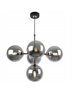 Lampa wisząca Imperia E14 z 5 kloszami i złotymi akcentami – nowoczesny element dekoracyjny do eleganckich wnętrz