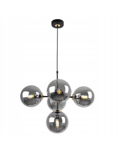 Lampa wisząca Imperia E14 z 5 kloszami i złotymi akcentami – nowoczesny element dekoracyjny do eleganckich wnętrz 2