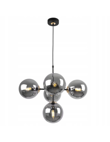 Lampa wisząca Imperia E14 z 5 kloszami i złotymi akcentami – nowoczesny element dekoracyjny do eleganckich wnętrz