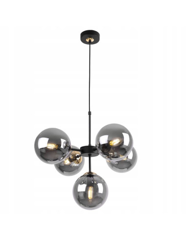 Lampa wisząca Imperia E14 z 5 kloszami i złotymi akcentami – nowoczesny element dekoracyjny do eleganckich wnętrz