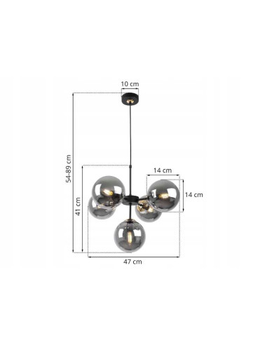 Lampa wisząca Imperia E14 z 5 kloszami i złotymi akcentami – nowoczesny element dekoracyjny do eleganckich wnętrz