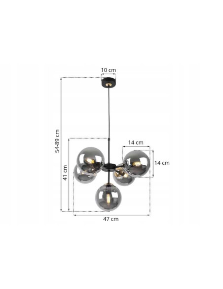 Lampa wisząca Imperia E14 z 5 kloszami i złotymi akcentami – nowoczesny element dekoracyjny do eleganckich wnętrz