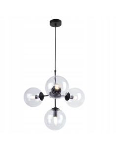 Lampa sufitowa IMPERIA 4-punktowa z regulacją, czarna metalowa konstrukcja, eleganckie oświetlenie do wnętrz.