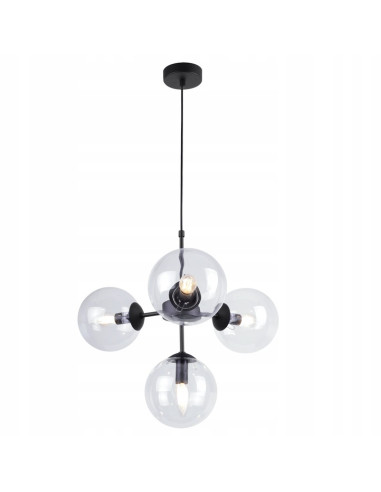 Lampa sufitowa IMPERIA 4-punktowa z regulacją, czarna metalowa konstrukcja, eleganckie oświetlenie do wnętrz.