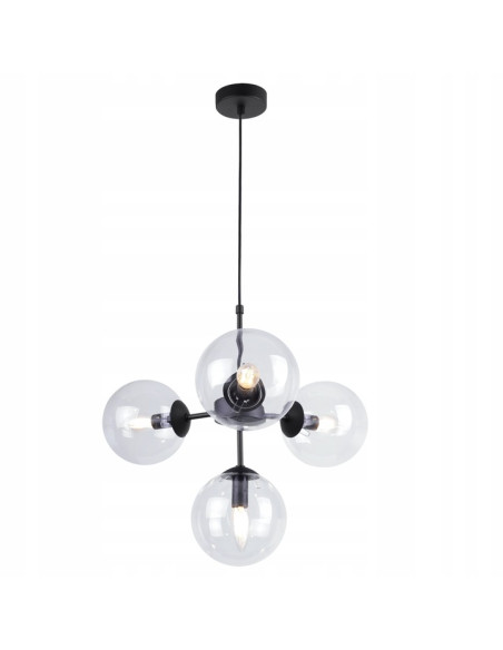 Lampa sufitowa IMPERIA 4-punktowa z regulacją, czarna metalowa konstrukcja, eleganckie oświetlenie do wnętrz.