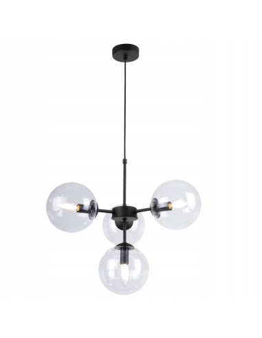 Lampa sufitowa IMPERIA 4-punktowa z regulacją, czarna metalowa konstrukcja, eleganckie oświetlenie do wnętrz.