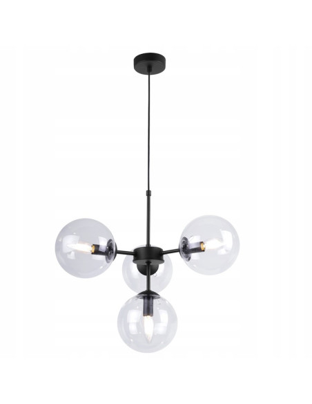 Lampa sufitowa IMPERIA 4-punktowa z regulacją, czarna metalowa konstrukcja, eleganckie oświetlenie do wnętrz.