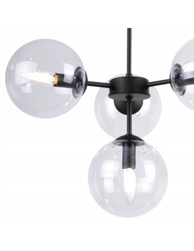 Lampa sufitowa IMPERIA 4-punktowa z regulacją, czarna metalowa konstrukcja, eleganckie oświetlenie do wnętrz.