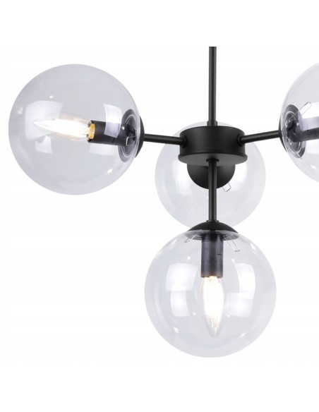 Lampa sufitowa IMPERIA 4-punktowa z regulacją, czarna metalowa konstrukcja, eleganckie oświetlenie do wnętrz.