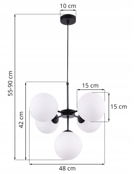 Lampa wisząca IMPERIA 5-punktowa, elegancki design w białym kolorze, idealna do klasycznych i nowoczesnych wnętrz