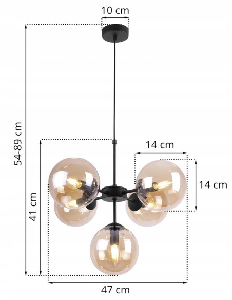 Lampa wisząca skandynawska IMPERIA - elegancka czarna z miodowym światłem, idealna do domów i przestrzeni komercyjnych.