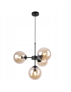 Lampa wisząca Imperia z miodowymi kloszami E14, czarna, 4-punktowe oświetlenie do nowoczesnych wnętrz 2
