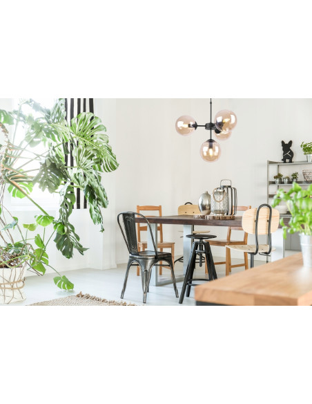 Lampa wisząca Imperia z miodowymi kloszami E14, czarna, 4-punktowe oświetlenie do nowoczesnych wnętrz