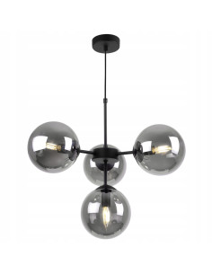 Lampa wisząca IMPERIA 4-punktowa, nowoczesny design, czarny metal, przydymione szkło, 60W, stylowe oświetlenie do wnętrz 2