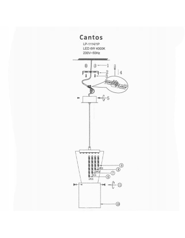 Nowoczesna lampa wisząca Cantos z kryształami, szklany klosz, elegancki design do biura i salonu, 6W LED