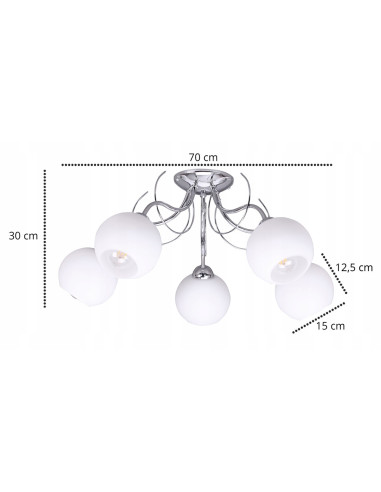 Lampa sufitowa ELIZA 5-punktowa E27 - elegancka i nowoczesna, idealna do sypialni oraz stylowych wnętrz