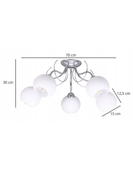 Lampa sufitowa ELIZA 5-punktowa E27 - elegancka i nowoczesna, idealna do sypialni oraz stylowych wnętrz