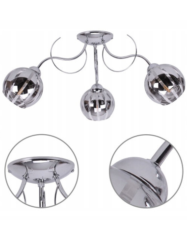Elegancka lampa sufitowa ELIZA 3-punktowa z chromowanymi detalami, 60W – idealna do salonu, sypialni i biura