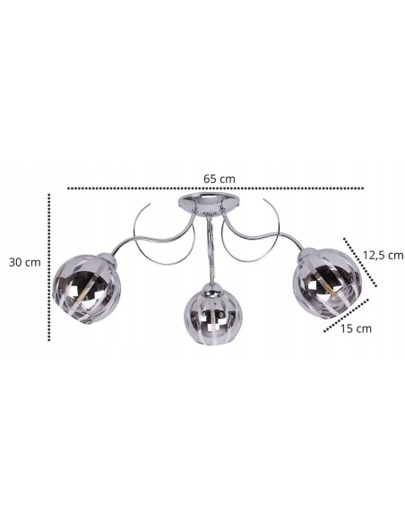 Elegancka lampa sufitowa ELIZA 3-punktowa z chromowanymi detalami, 60W – idealna do salonu, sypialni i biura