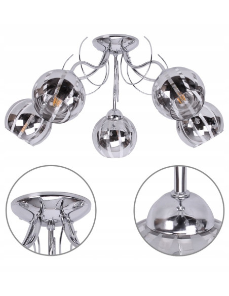 Lampa wisząca ELIZA - nowoczesny żyrandol o falistych ramionach w eleganckim srebrnym wykończeniu